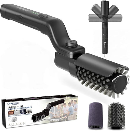 Electric Grill Brush, 20kg High Torque BBQ Cleaner with 3 Speed Modes, Reinforced Steel Bristle Scrubber, Type-C Rechargeable, Safe for Cast Iron & Porcelain Grates