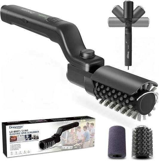 Electric Grill Brush, 20kg High Torque BBQ Cleaner with 3 Speed Modes, Reinforced Steel Bristle Scrubber, Type-C Rechargeable, Safe for Cast Iron & Porcelain Grates