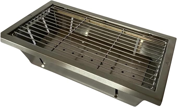 Portable Stainless Steel Grill with Carrying Case, Foldable, 17.32 in (44 cm) by 9.84 in (25 cm)