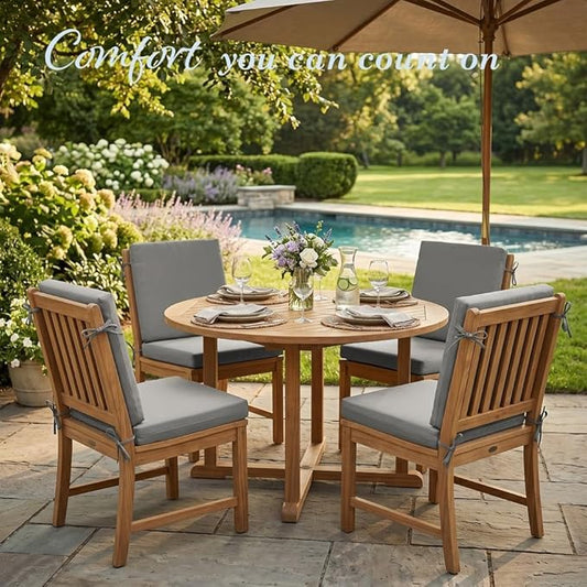 California Umbrella Outdoor Dining Chair, Set of 4 Patio Seat Cushions, 20 x 40 Inch, Premium Outdoor Memory Foam, Fade Resistant, Sunbrella Fabric, Fabric Ties, Granite