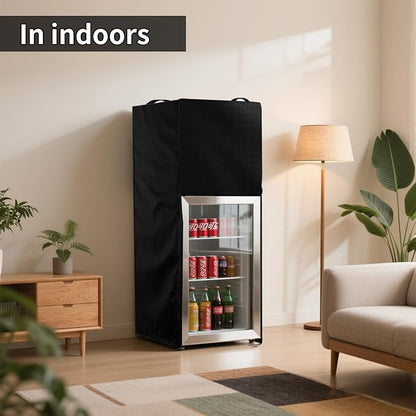 Mini Fridge Cover Waterproof Upright Outdoor Refrigerator 22''Lx23''Wx34''H Beverage Refrigerators Protection Cover for Most 3.0 Cubic Mini Freezer, Black