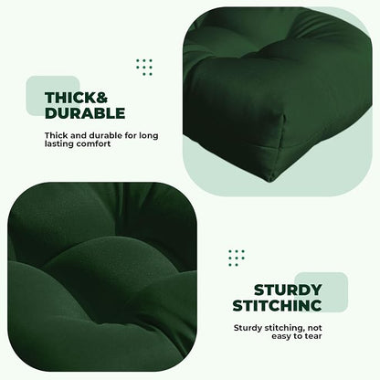 DANGHOOGY Wicker Chair Cushions, Waterproof Outdoor Loveseat Cushions for Patio Furniture, 3 Pieces Wicker Furniture Cushions, 1 Loveseat and 2 U-Shaped Cushions, Green
