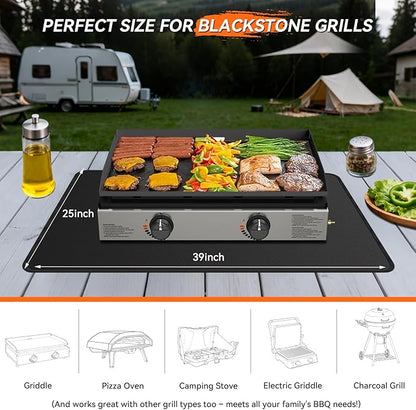 25x39 inches Under Grill Mats for Blackstone, Double-Sided Fireproof Outdoor Grill Protective Mat, Oilproof Waterproof BBQ Fire Pit Fireplace Mat