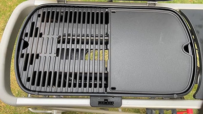 Cast Iron Cooking Grate and Grill Griddle 7034 for Weber Traveler Portable Gas Grill, Replacement Parts for Weber 9010001 9020001 9030001 9013001 Stealth Edition Traveler Portable Accessories