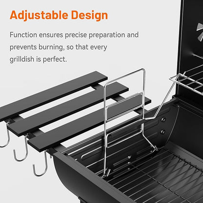 KEYO GRILL 29-Inch Barrel Charcoal Grill, Adjustable Vent Heavy-Duty Outdoor Barbecue Grill with Height Adjustable Charcoal Pan,Warming Rack Outdoor BBQ Grill for Backyard, Patio and Parties, Black