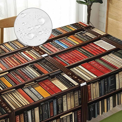 Tablecloth Bookshelf, Library Bookshelves Books Rectangular Table Cover Kitchen Table Cloth for Dining Hotel Coffee Parties Tabletop Decoration, 52x70 Inch