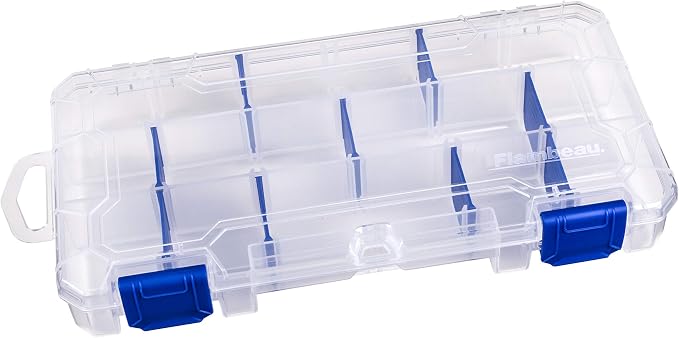 Flambeau Outdoors 3003 Tuff Tainer, 18 Compartments, 9 Zerust Dividers | Compact divided tackle box with 9 Zerust dividers for up to 18 compartments. Translucent, 9.125 x 5 x 1.25in