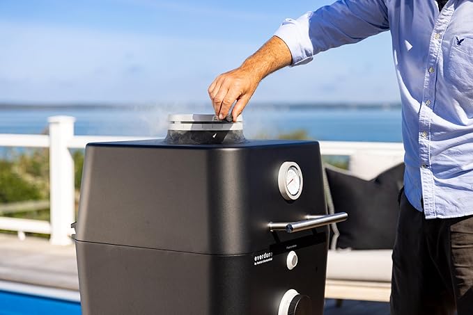 Everdure K1 Kamado Smoker Grill – Grill, Slow Smoke, Roast, Bake, or Make Pizza – Premium Outdoor Charcoal Grill with Large Cooking Surface, Create Flavorful, Smoky, Tender Results, Cover Included