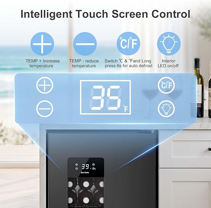 Antarctic Star Beverage Refrigerator Auto Defrost Mini Fridge, 130 Can with Glass Door &Adjustable Shelves, 21-50°F Temp Control,Beverage Cooler for Soda, Beer, Wine, Home Bar, Office, 3.2 Cu.Ft