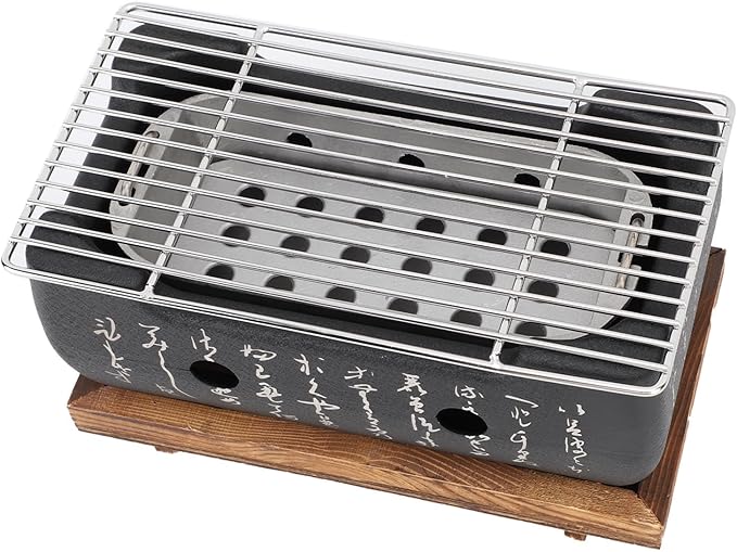 Haofy Japanese Charcoal Grill 12 Inch Portable Aluminum Alloy for Camping - Hibachi Style Even Heating No Hot Spots Charcoal Stove for Tailgate Beach Outings (M)