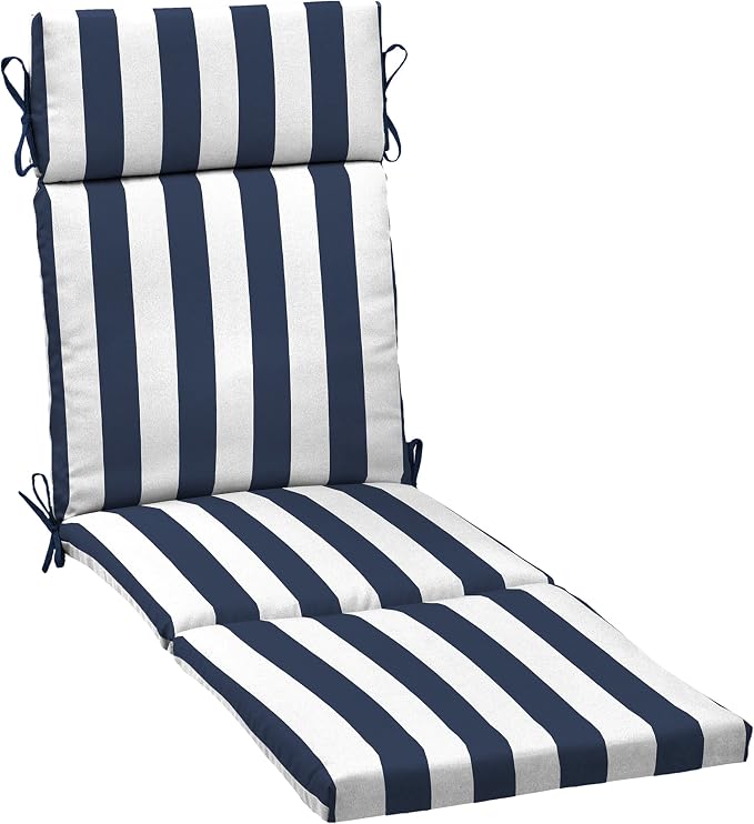 Arden Outdoor Chaise Cushion, 21x72, Blue Cabana Stripe