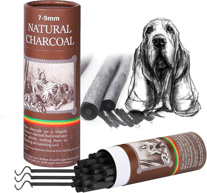 26 Pcs Willow Charcoal Sticks, Willow Charcoal,Sizes: 7-9mm,Professional Soft Black Drawing Charcoal for Sketching & Art