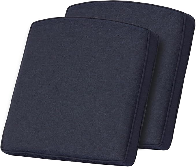 Goodgoods 20 x 20 Outdoor Chair Cushions Set of 2, 1000+ Hours Fade-Resistant & Water-Resistant Furniture Chair Cushions with 30D High-Resilience Foam for Dining Room, Patio Chair, Midnight