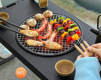 Portable Charcoal Grill, Patio Barbecue BBQ Grill, Black Folding Carbon Steel Barbecue Grill for Outdoor Cooking, Patio, Party, Picnic, Travel, Camping, Home Use (25.5x14.5x18.5 Inch)