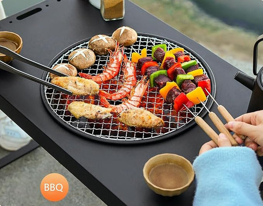 Portable Charcoal Grill, Patio Barbecue BBQ Grill, Black Folding Carbon Steel Barbecue Grill for Outdoor Cooking, Patio, Party, Picnic, Travel, Camping, Home Use (25.5x14.5x18.5 Inch)