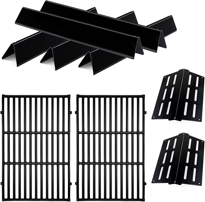 Genesis E310 Grill Parts Cast Iron E330 Grill Grates for Weber Genesis S330 EP310 with 7620 Porcelain Flavorizer Bars 7622 Heat Deflector Grill Replacement Parts for Weber 300 Series