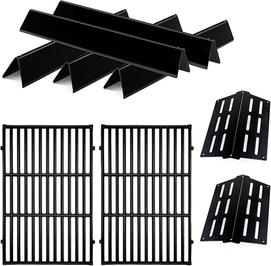 Genesis E310 Grill Parts Cast Iron E330 Grill Grates for Weber Genesis S330 EP310 with 7620 Porcelain Flavorizer Bars 7622 Heat Deflector Grill Replacement Parts for Weber 300 Series