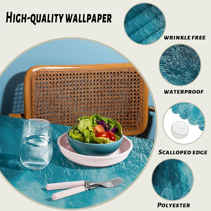 Ocean Decorative Rectangle Tablecloth Waves Blue Sea Water Ripple Rectangle Table Cover Anti-Oil Tablecloth for Dining Tables, Parties, Wedding and Banquet Decoration 52" x 70" 4-6 Seats
