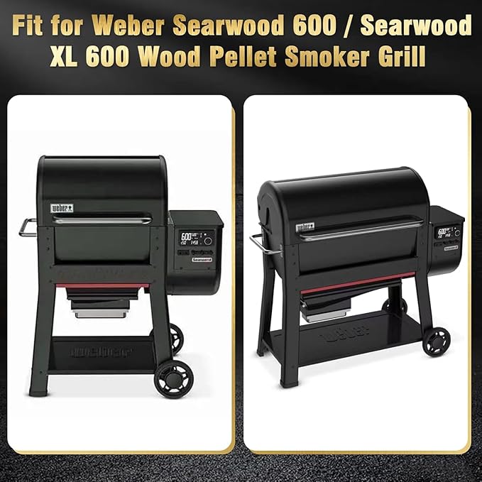 Grill Side Table Shelf for Weber Searwood 600 & 600XL, Foldable BBQ Prep Station with Cutting Board, Stainless Steel Basin, Lid & Tool Hooks – Space-Saving Side Shelf Accessory