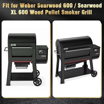 Grill Side Table Shelf for Weber Searwood 600 & 600XL, Foldable BBQ Prep Station with Cutting Board, Stainless Steel Basin, Lid & Tool Hooks – Space-Saving Side Shelf Accessory