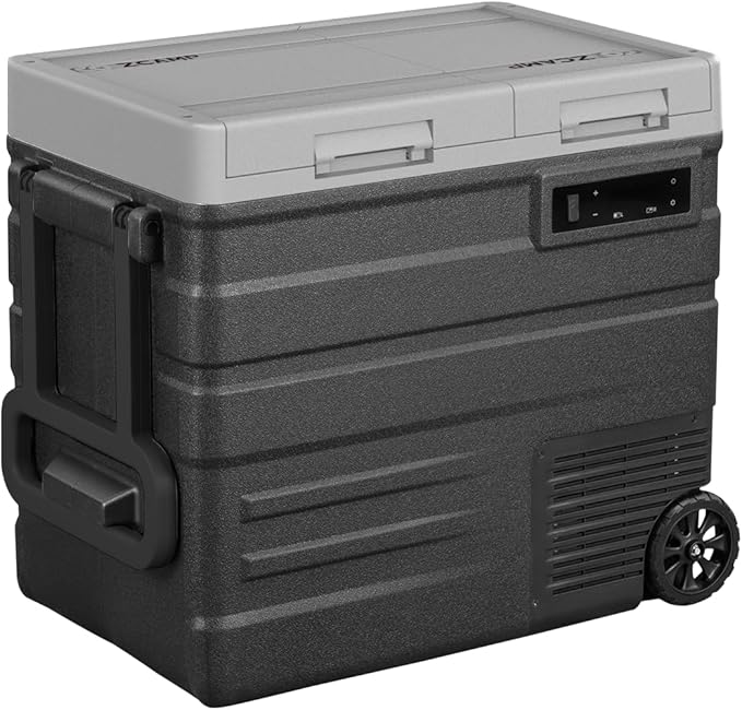 UD55 12V Car Refrigerator,Dual Zone Car Fridge with Wheels,52QT(49.1L) Electric Cooler Portable Freezer,12 Volt Refrigerator -4℉~68℉,12/24V DC 100-240V AC for Camping, Travel, Truck, RV