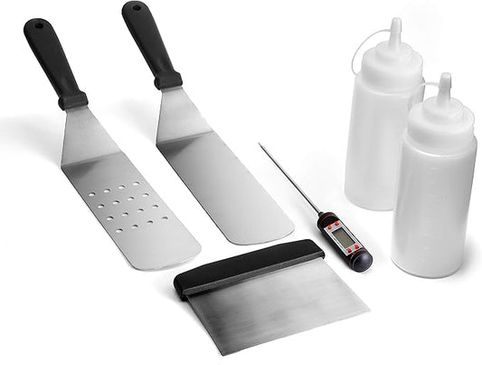 Yukon Glory™ 6 Piece Griddle Tool Kit, Stainless Steel Accessories for Your Griddle, Includes Spatulas, Spray Bottles, Thermometer, and Griddle Scraper