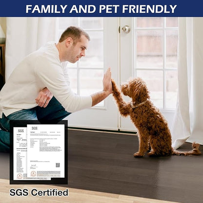 SALLOUS Vinyl Floor Mat, 3' X 10' Runner Rug for Hallway, Vinyl Mat for Entryway, Area Rug for Living Room, Non-Slip Waterproof Kitchen Mat, Indoor Outdoor Floor Mat for Home (Semi-Transparent Black)