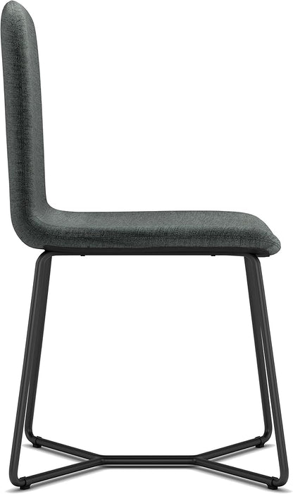 SIMPLIHOME Wilcox Contemporary Dining Chair (Set of 2) in Charcoal Grey Woven Fabric for the Dining Room