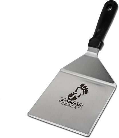 Sasquash Mammoth Smash Burger Spatula, Stainless Steel, 6 x 5.5 Inch Blade | Extra Wide Turner Built For Kitchen Use, Heavy Duty Flat Top Cooking Tool, Griddle Cooking Essential Item, Cookout Season