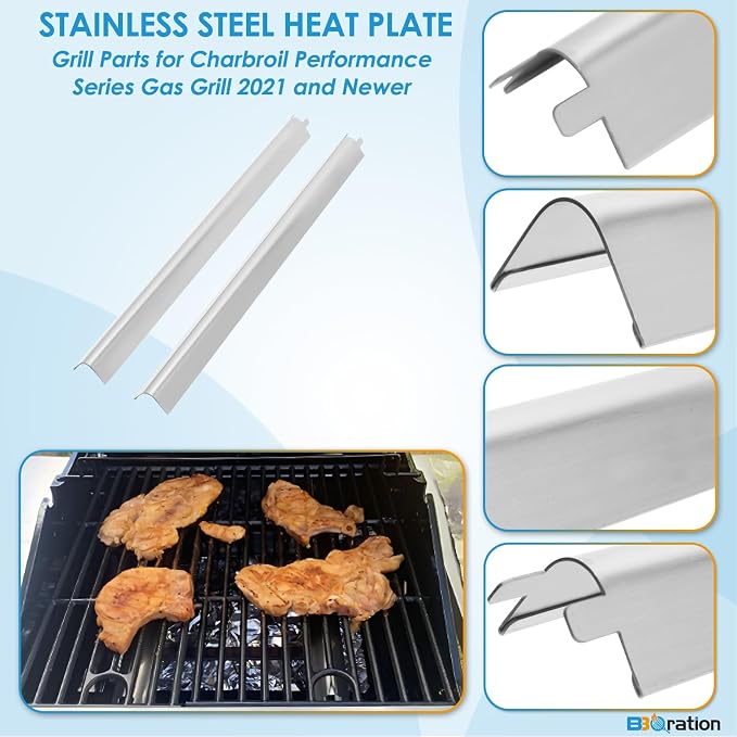 17" Grill Grate and Heat Plate for Charbroil Performance 2-Burner 463630021 | G426-0004-W1 G426-0005-W1 Cooking Grate for Charbroil 463630021 463660421 463630422 463660021, Heavy-duty Cast Iron