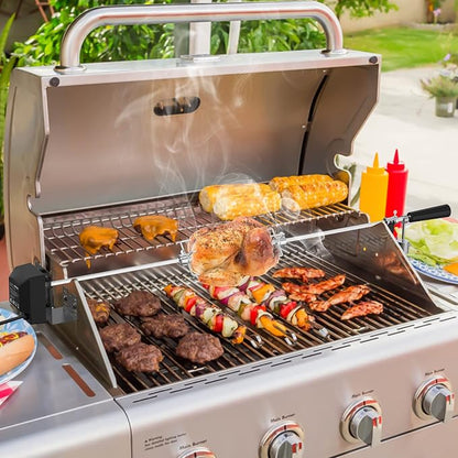 onlyfire Universal Rotisserie Kit BBQ Grilling Accessory Kit for Gas Grills | Fits Most 2 to 4 Burners Gas Grills, 32"-42" x 5/16" Standard Square Spit Rod