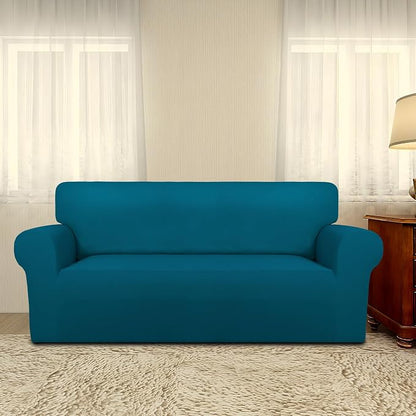 PureFit Oversized Loveseat Covers Couch Covers for Sofa Peacock Blue