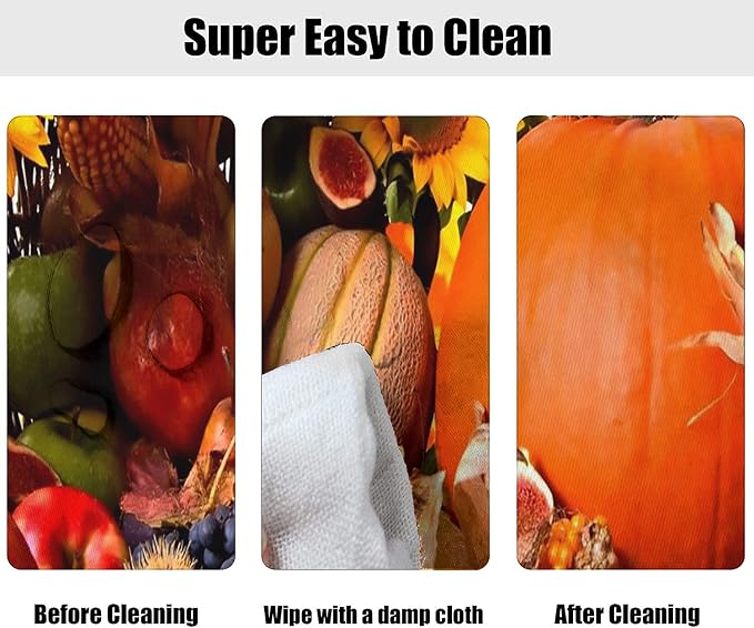 Thanksgiving Oval Fitted Tablecloths, Pumpkins with Sunflowers Pattern Print Elastic Edged Table Cover, Windproof Cloths for Indoor Outdoor Dining Decor, Fits to 54x76 in Table, Orange