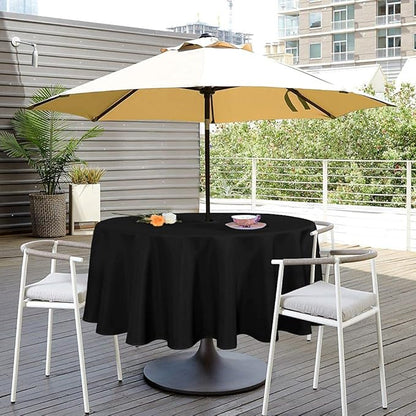 SARAFLORA Outdoor and Indoor Tablecloth -60 inch Round, Black Wrinkle Free Washable Waterproof Table Cloth with Umbrella Hole and Zipper Round Table Cover for Spring/Summer/Patio/Picnic/BBQS/Party