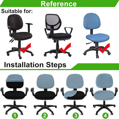 Smiry Office Computer Chair Covers for Desk Rotating Chair Protector | Stretch Jacquard Removable Washable Universal Slipcovers, Seat + Backrest Cover, Airy Blue