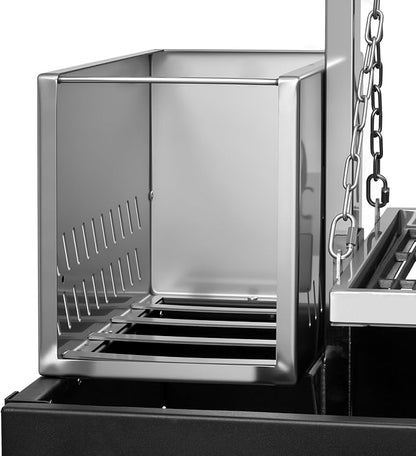 KoolMore 72 in. Charcoal and Wood BBQ Grill, Santa Maria Argentine Style Grill with Adjustable Grate, Heavy Duty, in Black