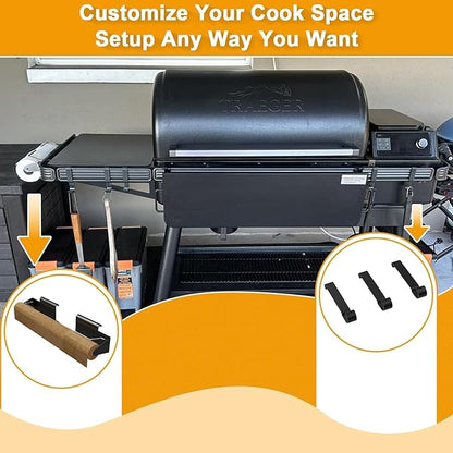 Roll Rack Hooks for Traeger Grills Ironwood, Timberline, Flatrock Series Accessories P.A.L. Pop-and-Lock Rail BAC644 BAC643 Adjustable Paper Holder Aluminum Foil Butcher Paper with 3 PCS Hooks