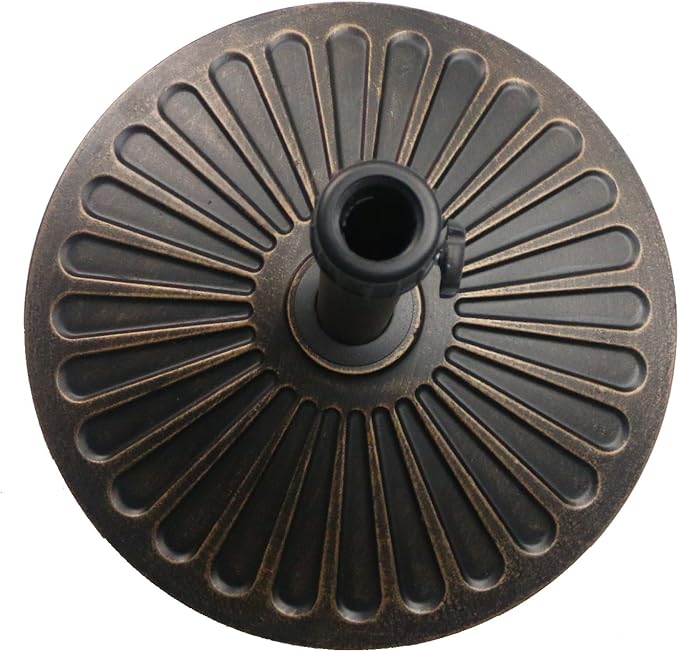 Sunnyglade 18" 30.2-lb Heavy Duty Round Patio Umbrella Base Antiqued Bronze | 30.2-Lb Resin Umbrella Base Keeps Patio Umbrellas Steady with An Elegant Bronze Finish, and 1.38"-1.8" Pole Fit