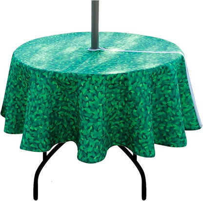 EHouseHome Outdoor and Indoor 60inch Round Tablecloth with Umbrella Hole and Zipper, Waterproof Zippered Patio Cloths, Spring/Summer Table Covers for Backyard Circular Table/BBQs/Picnic