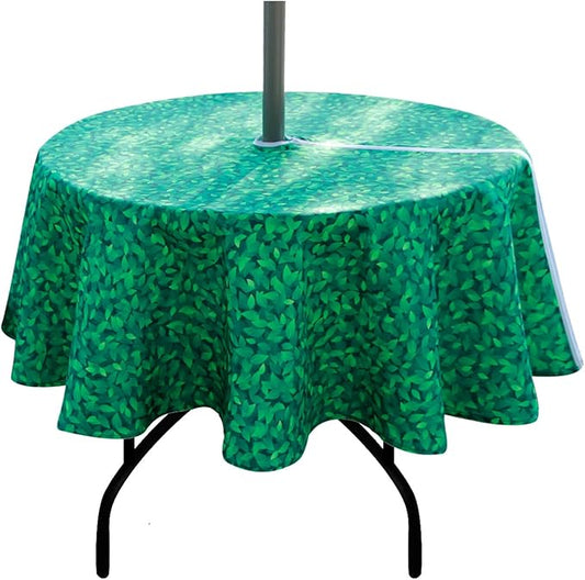 EHouseHome Outdoor and Indoor 60inch Round Tablecloth with Umbrella Hole and Zipper, Waterproof Zippered Patio Cloths, Spring/Summer Table Covers for Backyard Circular Table/BBQs/Picnic