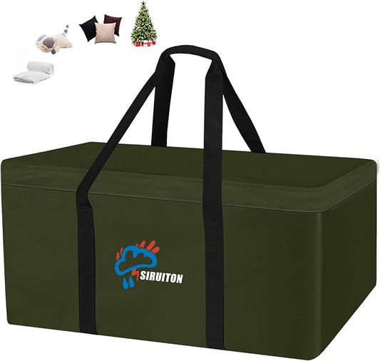 SIRUITON Cushion Storage Bag 600D Oxford,Waterproof,69"L x 29.5"W x 21.6"H | Heavy duty, rip proof, with handle & zipper, for patio & garden cushions, UV-resistant, all-weather protection