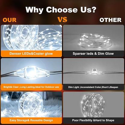 2 Pack 450 LED Fairy Lights Plug in 2 x 88FT Total 176FT Silver Wire Twinkle String Light with Remote Timer Dimmable Waterproof Copper Wire Lights for Bedroom Patio Garden Tree Wedding Christmas Decor