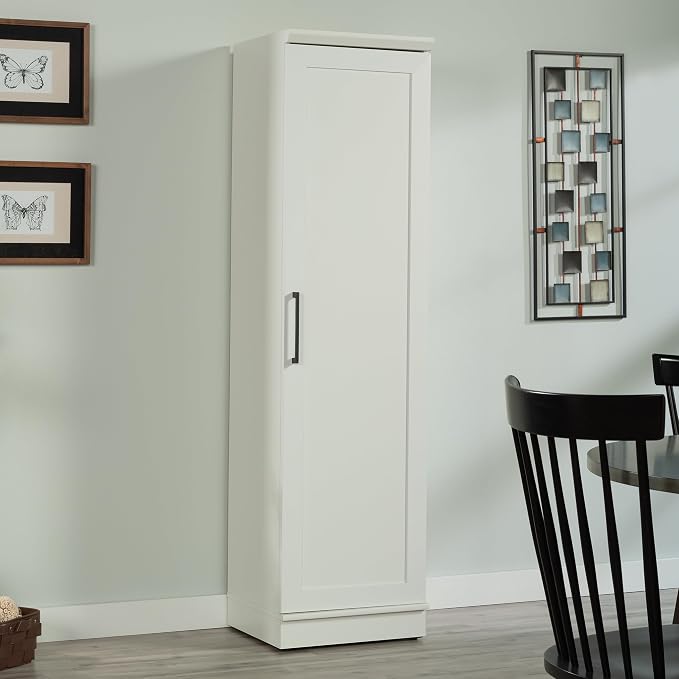 Sauder HomePlus Pantry Storage Cabinet, Soft White | Single Door, Adjustable Shelves, Kitchen Storage Cabinet