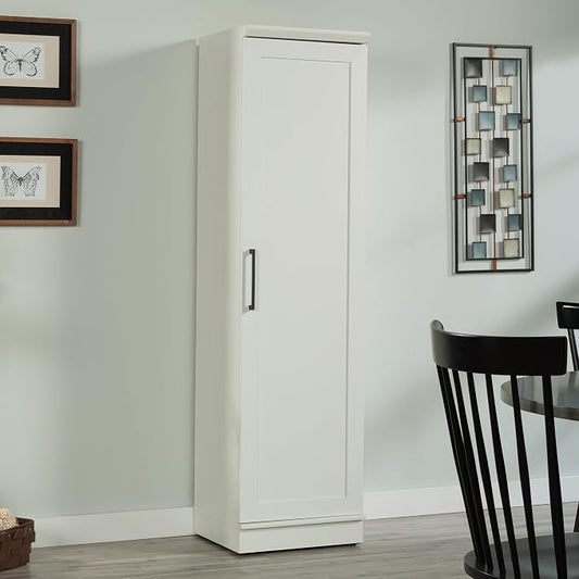 Sauder HomePlus Pantry Storage Cabinet, Soft White | Single Door, Adjustable Shelves, Kitchen Storage Cabinet