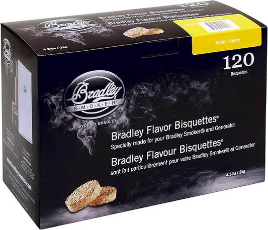 Bradley Smoker Bisquettes for Grilling and BBQ, Alder Special Blend, 120 Pack