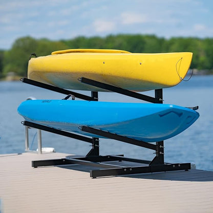 Teal Triangle Adjustable Freestanding Kayak Storage Rack, Holds 2 Kayaks | Outdoor Kayak Rack, Paddle Board Holder, Canoe Rack, Kayak Stand, Felt Padded Arms, Weather Resistant Steel