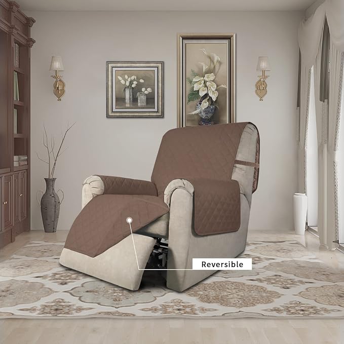 Easy-Going Reversible Couch Cover, Recliner 22 in, Brown/Brown | Machine Washable Slipcover For Dogs, Water Resistant Furniture Mat For Living Room, Non-Slip Sofa Cover, Pet Friendly