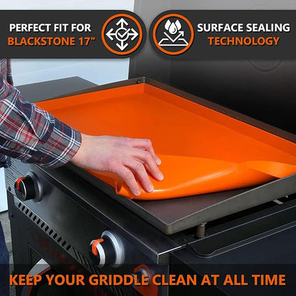 17" Silicone Griddle Mat for Blackstone 17 Inch Grill, Heavy Duty Food Grade Silicone Griddle Cover, Protect Your Grill from Dirt & Rust All Year Round