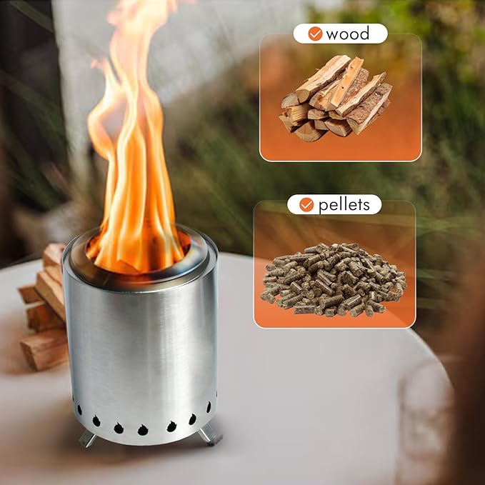 Tabletop Fire Pit Outdoor, Wood Pellet Table Top Firepit, 7 Inch Mini Fire Pit with Removable Ash-Pan, Firepit with Carry Bag for Outside Patio Camping Backyard Picnic