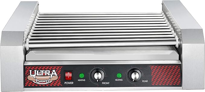Great Northern Popcorn, 876071RCM, Hot Dog Grill with 11 Stainless Steel Rollers for 30 Hot Dogs or Sausages, Gray